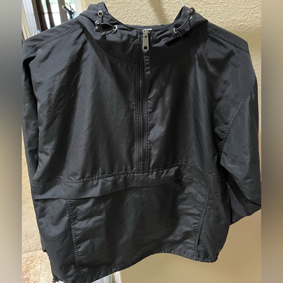 Champion UO Mens Jacket Hooded Windbreaker Big C Half Zip Pull Over Black-M - Picture 10 of 11